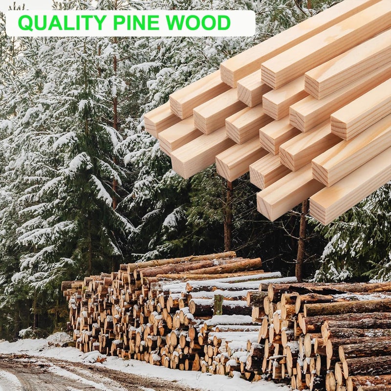 Coowayze Square Wooden Dowels Wood Dowel Rods 5/16" x 12", 30 PCS Square Wooden Sticks for Crafts, Unfinished Hardwood Sticks Wood Strips Slats for Crafting, Woodworking, Model Making, Home Decor - Image 5